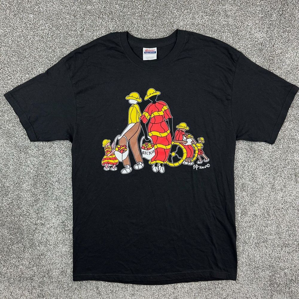 Vintage Y2K Farmers Market Shirt Adult Large Black Recycle Shop Local Art